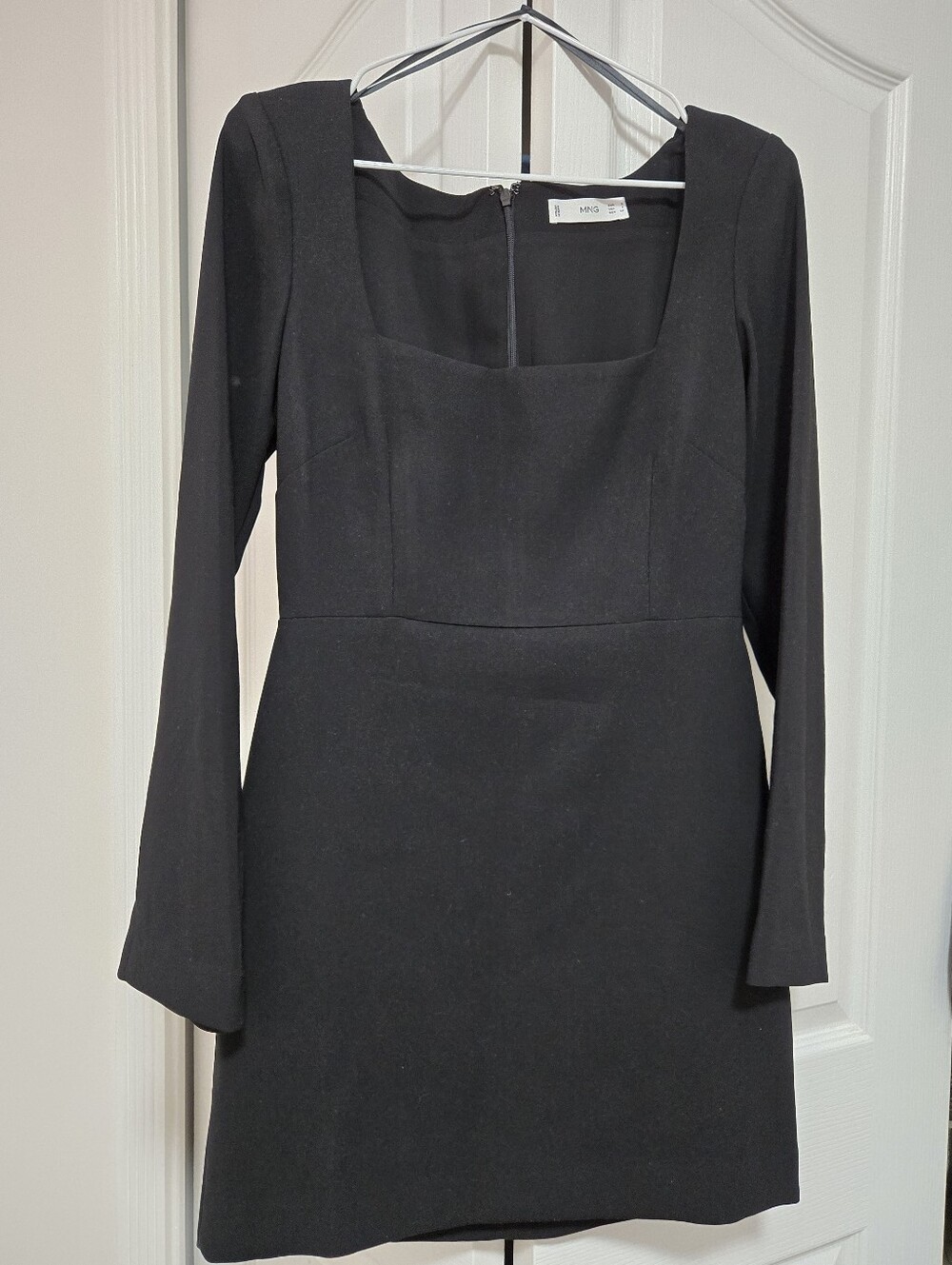 Mango Fitted Square Neck Mini Dress